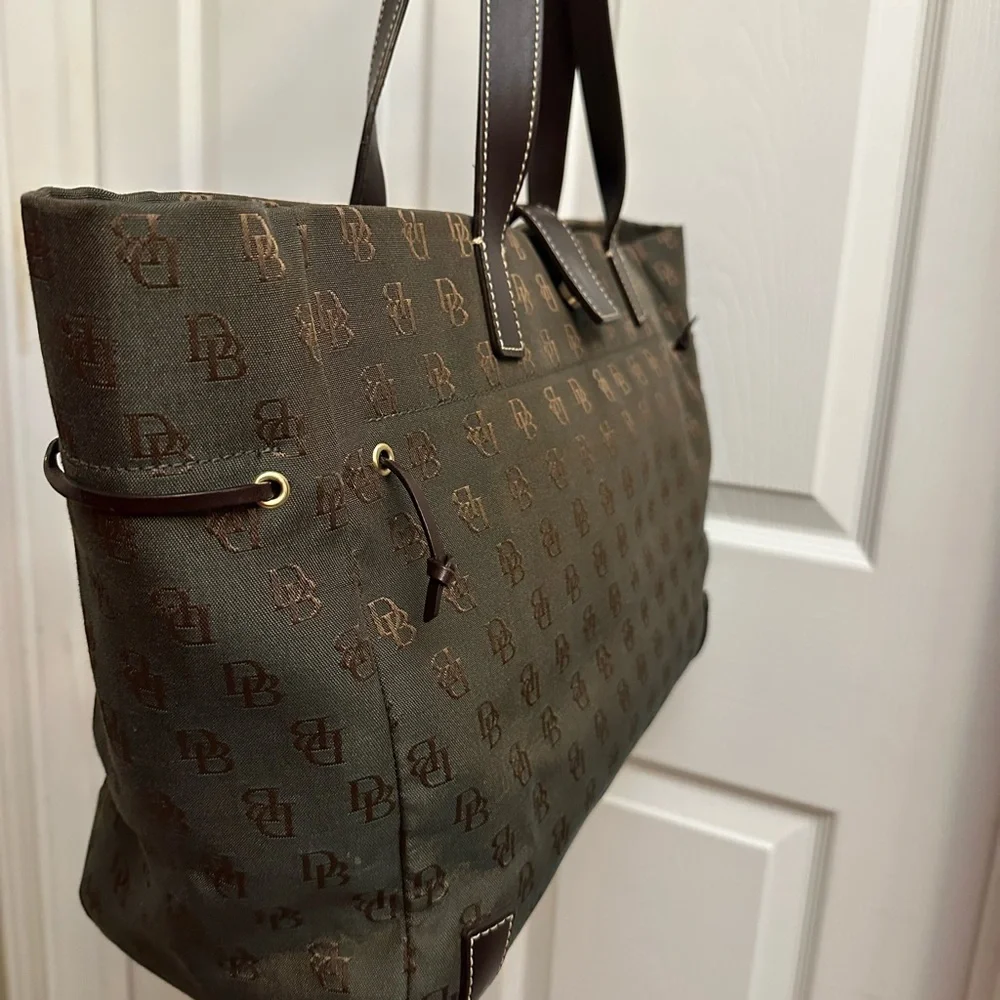 Dooney & Bourke Olive and Brown Monogram Tote/Laptop/Computer Bag/Tote